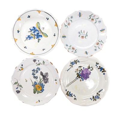 Lot 340 - A collection of four 18thC French Faience...