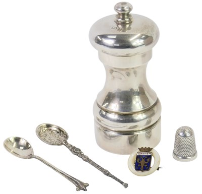 Lot 325 - An Elizabeth II silver mounted pepper mill,...