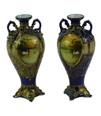 Lot 420 - A pair of porcelain vases, in the manner of...