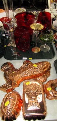 Lot 2164 - Coloured glassware, including vases, lidded...