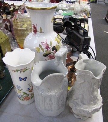 Lot 2171 - An Hungarian ceramic vase, Aynsley butterfly...