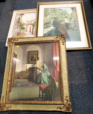 Lot 2102 - A large gilt framed interior scene, 69cm x...