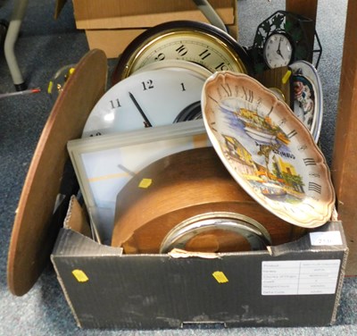 Lot 2146 - A group of wall clocks, and an oak cased...