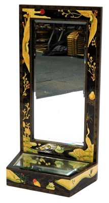 Lot 433 - A Chinese brown lacquer dressing table mirror,...
