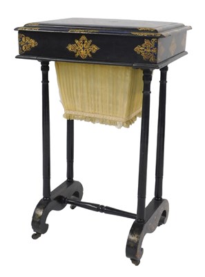 Lot 486 - A Victorian black lacquer chinoiserie work...
