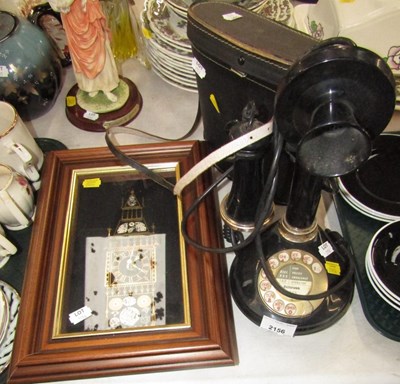 Lot 2156 - A vintage style telephone, pair of Tasco...