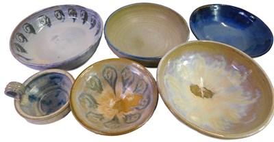 Lot 578 - A group of studio pottery, predominantly blue...