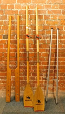 Lot 1015 - A pair of oars, together with a pair of stilts...