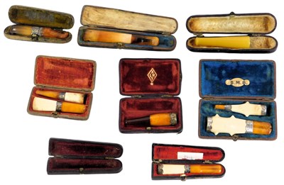 Lot 551 - Two Meerschaum cheroots and various others,...