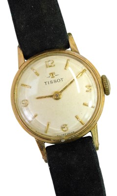 Lot 294 - A Tissot lady's gold plated cased wristwatch,...