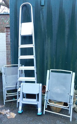 Lot 1077 - Two garden chairs, Clima A Frame folding...