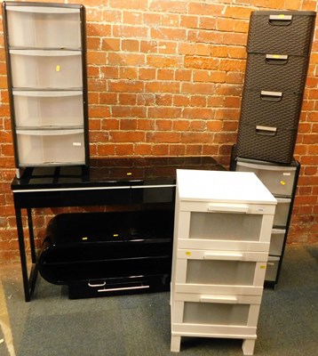 Lot 1048 - Various kitchen units, stacking, shelving, two...