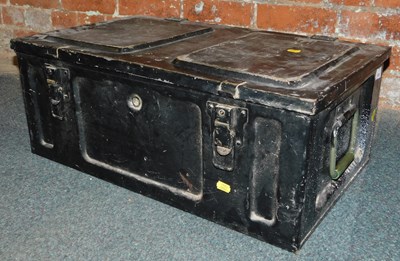 Lot 1059 - A large tin ammunition box, 26cm high, 65cm...