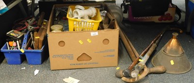 Lot 2205 - Vintage tools, including a copper washing...