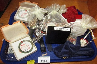 Lot 2238 - Costume jewellery, various watches, two jade...