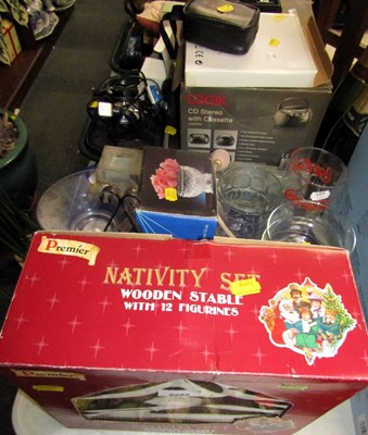 Lot 2252 - A boxed wooden stable nativity set, with...