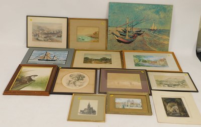Lot 2103a - A group of framed and glazed pictures and...