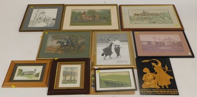 Lot 2103b - A group of framed and glazed pictures and...