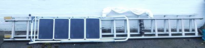 Lot 1086 - Two steel ladders, together with a white metal...