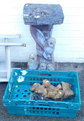 Lot 1088 - A composition stone birdbath, the column...