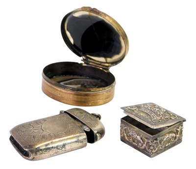 Lot 616 - A silver trinket box, of square form embossed...