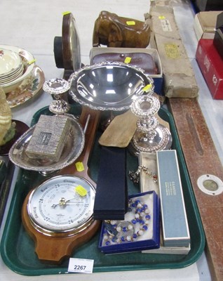 Lot 2267 - Metalware, to include a clock, wooden carved...