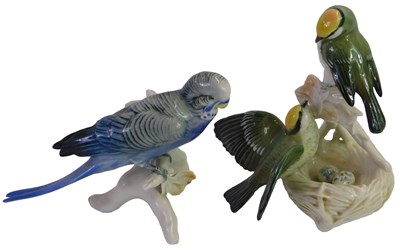 Lot 590 - Two Karl Ens bird groups, comprising a...