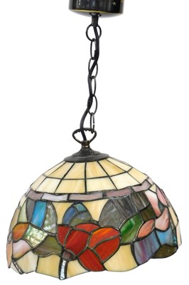 Lot 606 - A Tiffany style ceiling light, decorated with...