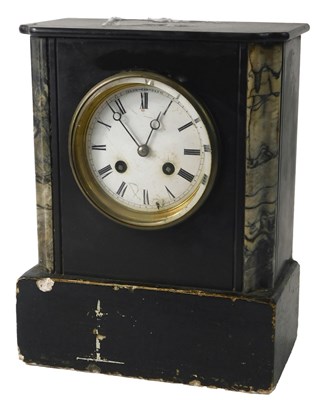 Lot 126 - A late 19thC French black slate and marble...