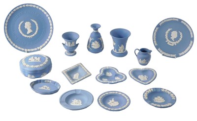 Lot 148 - A quantity of Wedgwood blue Jasperware, to...