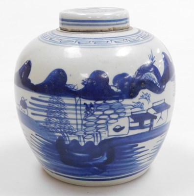 Lot 22 - A Chinese blue and white porcelain ginger jar...