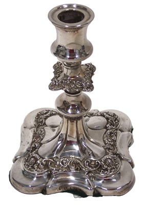 Lot 15 - An Edwardian silver candlestick, the knopped...