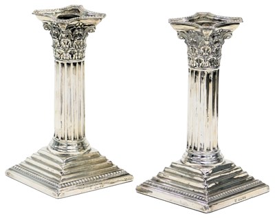 Lot 19 - A pair of Victorian silver Corinthian column...