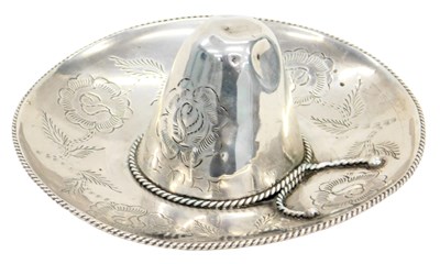 Lot 22 - A Mexican white metal dish, modelled in the...