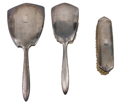 Lot 38 - A silver mounted three piece engine turned...