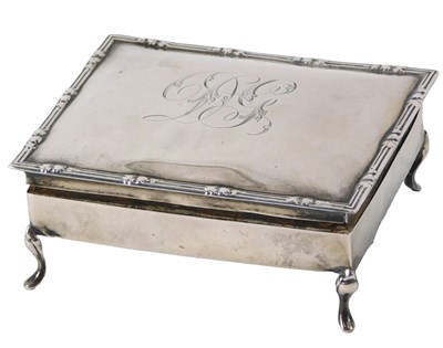 Lot 44 - An early 20thC rectangular silver jewellery...