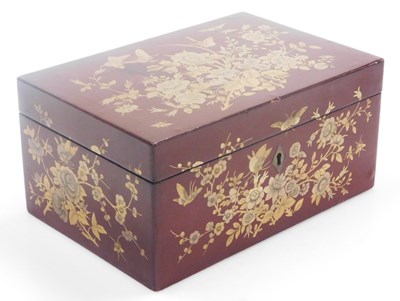Lot 6 - A 19thC Chinese brown lacquer tea caddy, of...
