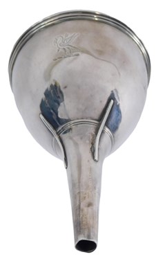 Lot 357 - A George III silver wine funnel, engraved with...