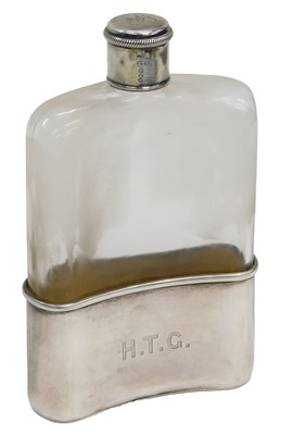 Lot 510 - A Victorian glass and silver hip flask,...