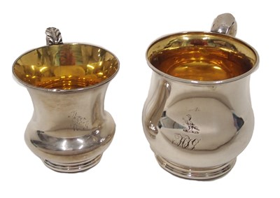 Lot 363 - A 19thC silver plated baluster shaped mug,...