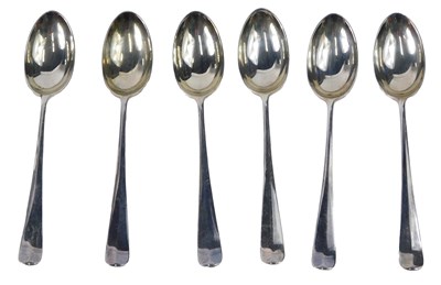 Lot 370 - A set of six silver teaspoons, each marked...