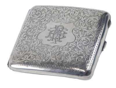 Lot 374 - A George V silver cigarette case, engraved...