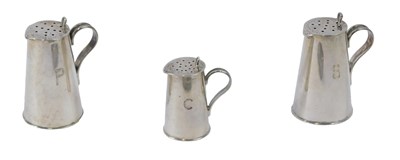Lot 379 - Three Victorian silver novelty pepper pots,...