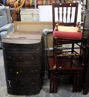 Lot 1508 - A domed metal trunk, 86cm wide, together with...
