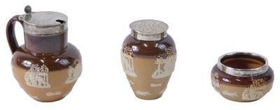 Lot 382 - A Victorian Doulton Lambeth three piece brown...