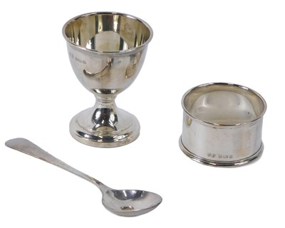 Lot 385 - A George V three piece silver christening set,...