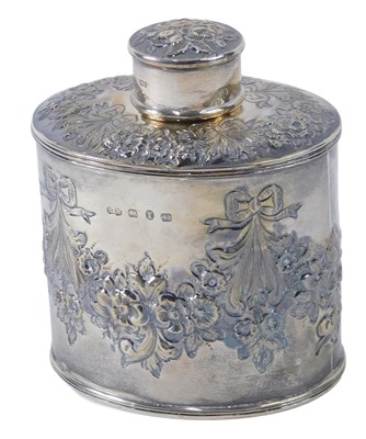 Lot 386 - A late Victorian oval silver tea caddy,...