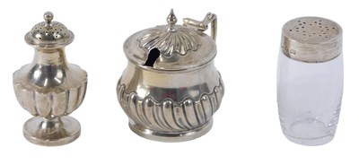 Lot 388 - A silver mustard pot, with part fluted...