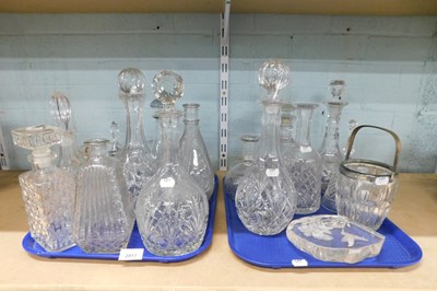 Lot 2017 - A group of cut and moulded glass decanters,...