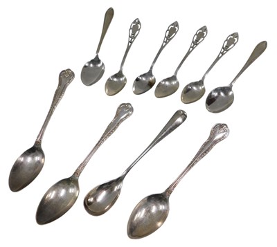 Lot 683 - A set of four white metal spoons, stamped...